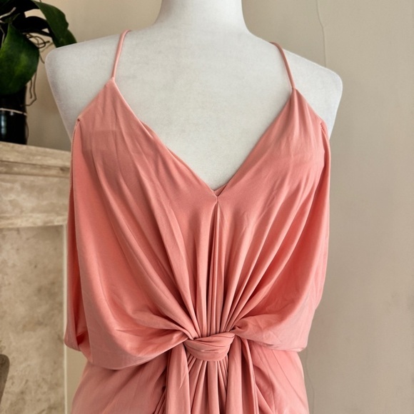 MISA Apricot Pink Domino Dress Draped Front Knee Length Women Party Cocktail NEW - Picture 5 of 16